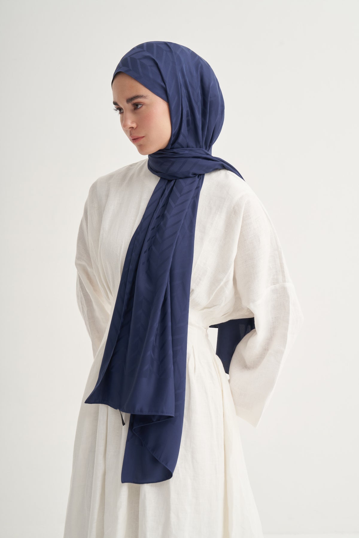 DIAMOND PATTERN COTTON - SILK SCARF