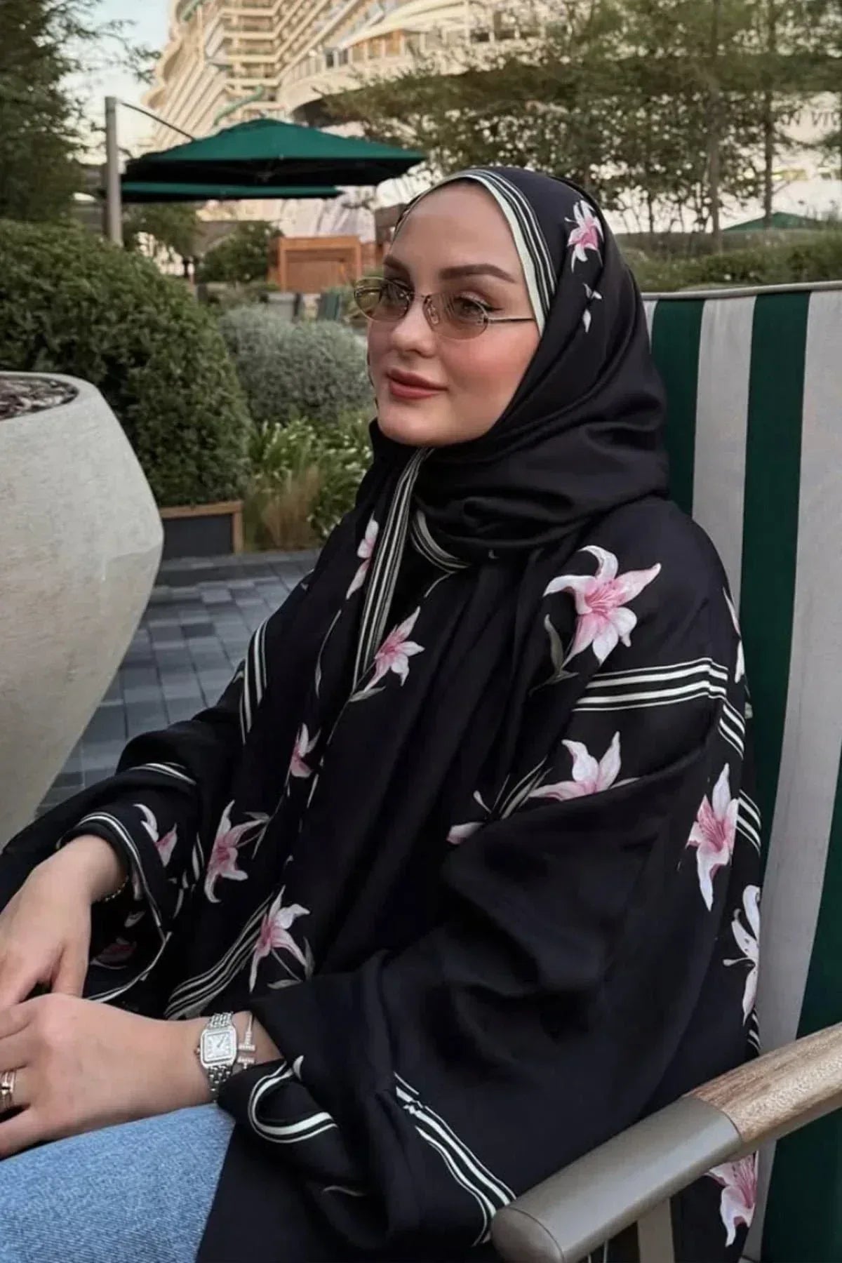 aleyna-atalar-s-choice-blooming-monogram-viscose-scarf-black-3829 - Carell Hijab