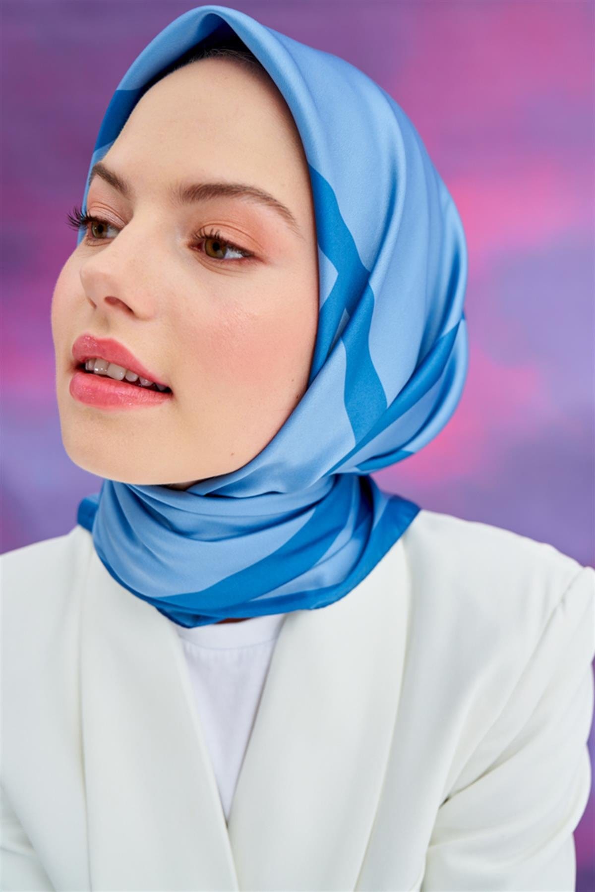 Amora Twill Square Scarf Blue