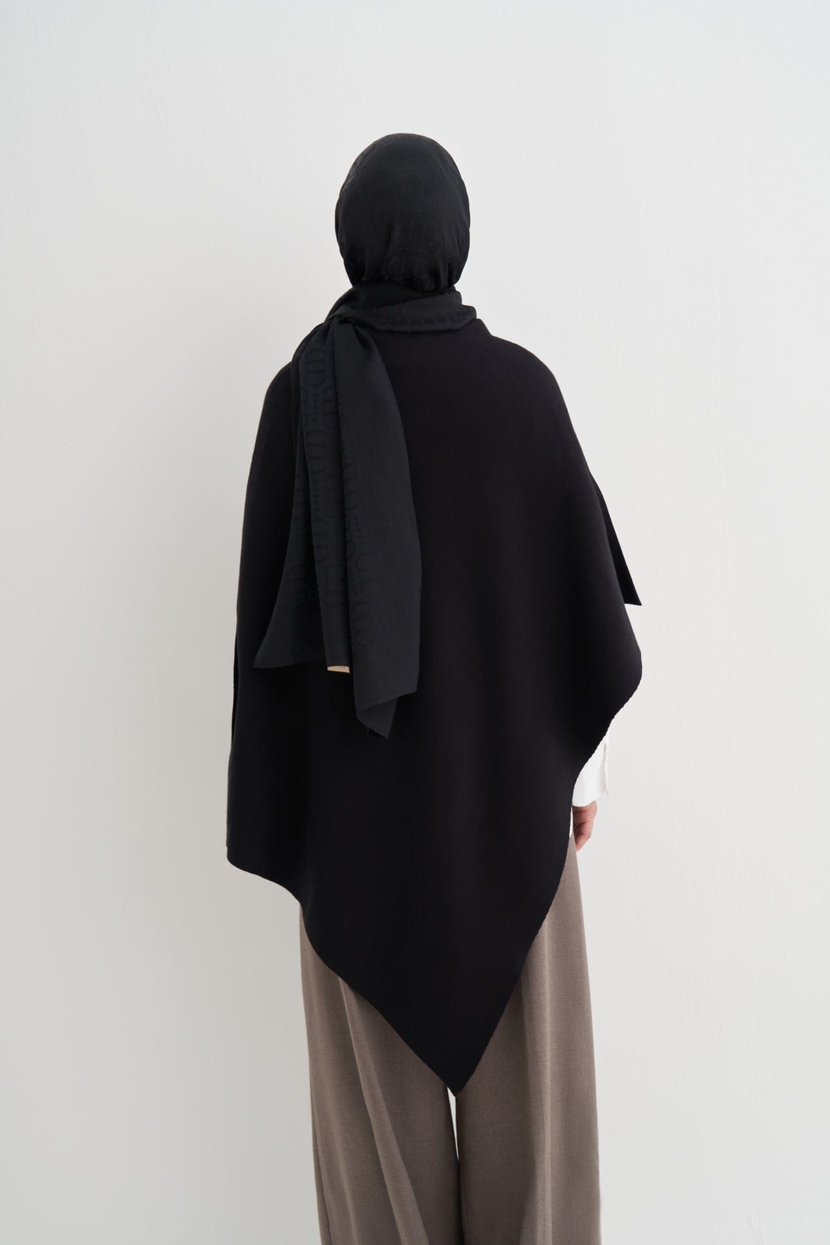 Asymmetric Knit Robe Black