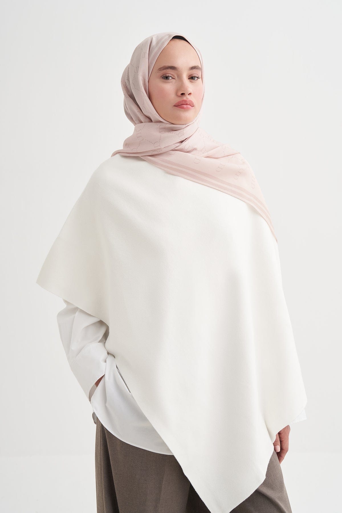 Asymmetric Knit Robe Ecru