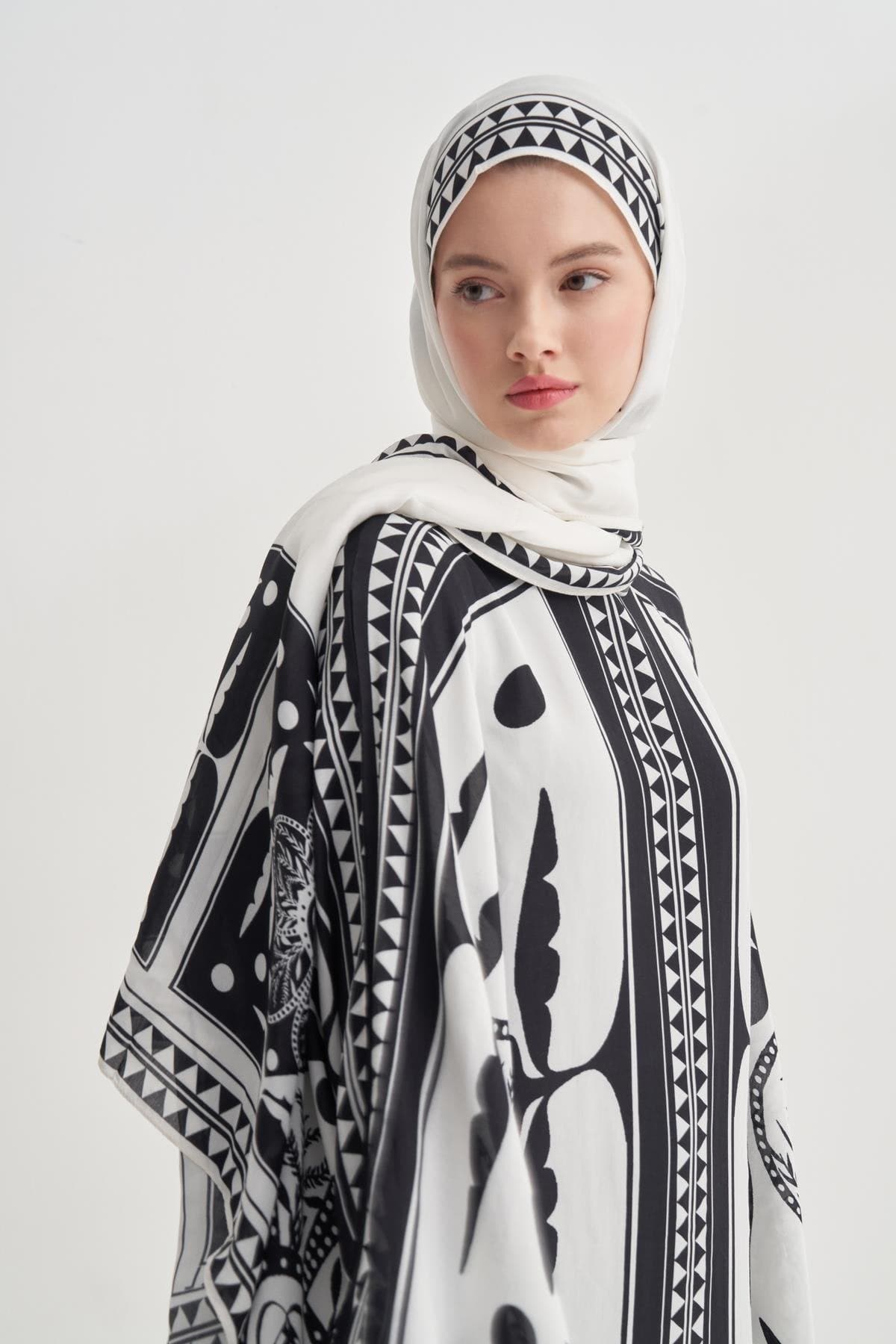 Atlas Monogram Viscose Scarf Ecru