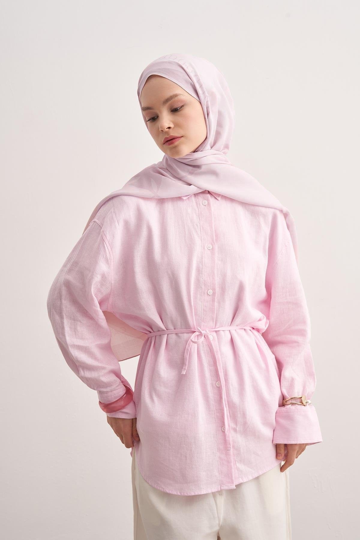 Aura Monogram Viscose Scarf Powder Pink