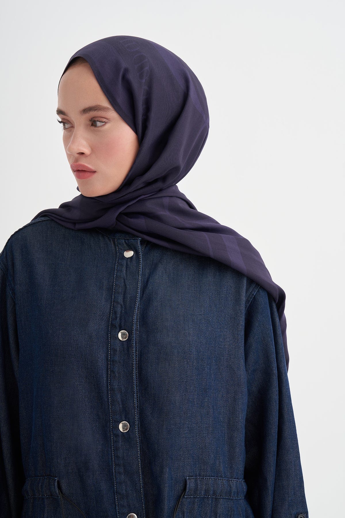 Aura Monogram Viscose Scarf Purple Blue