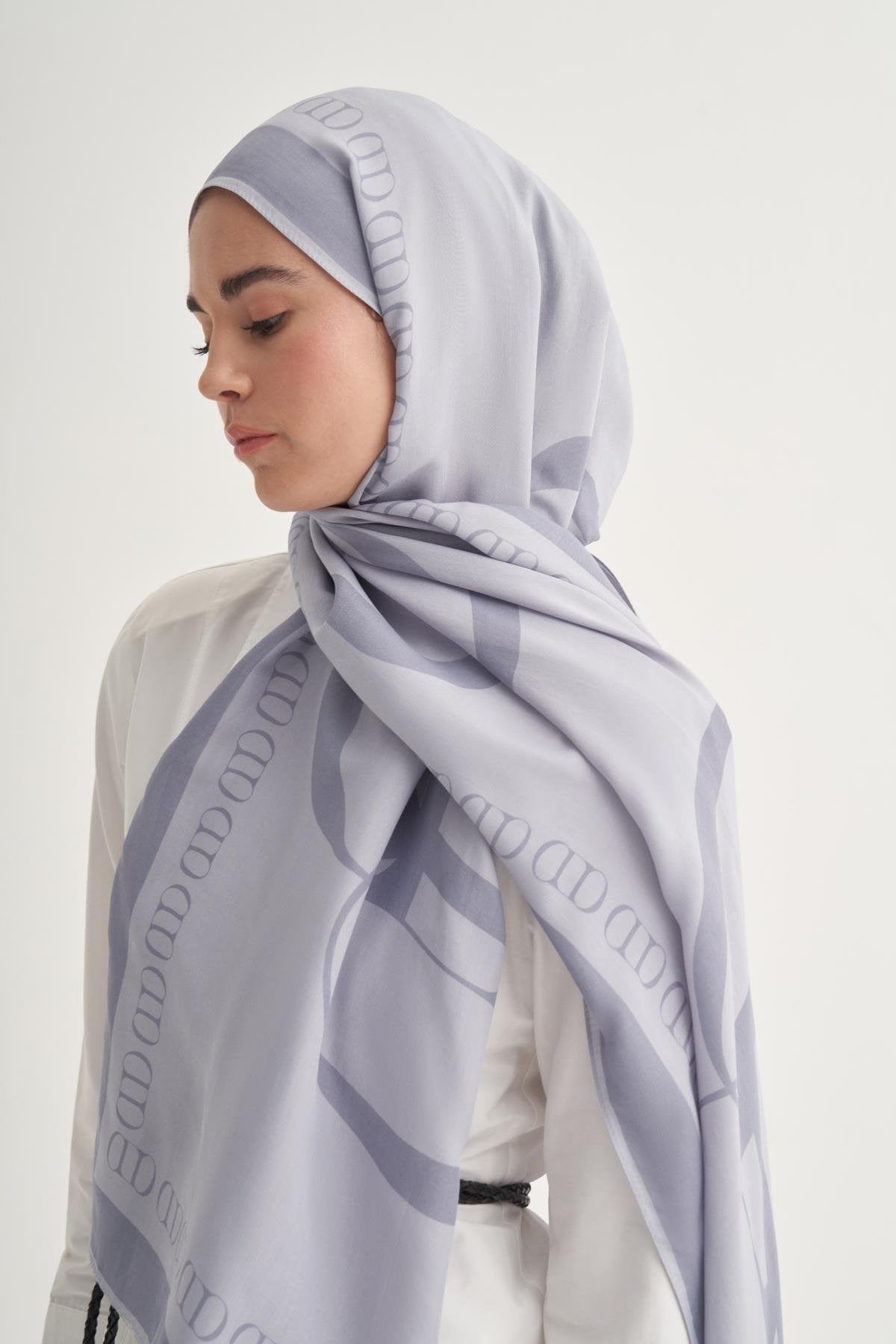 Aura Monogram Viscose Scarf Smoky