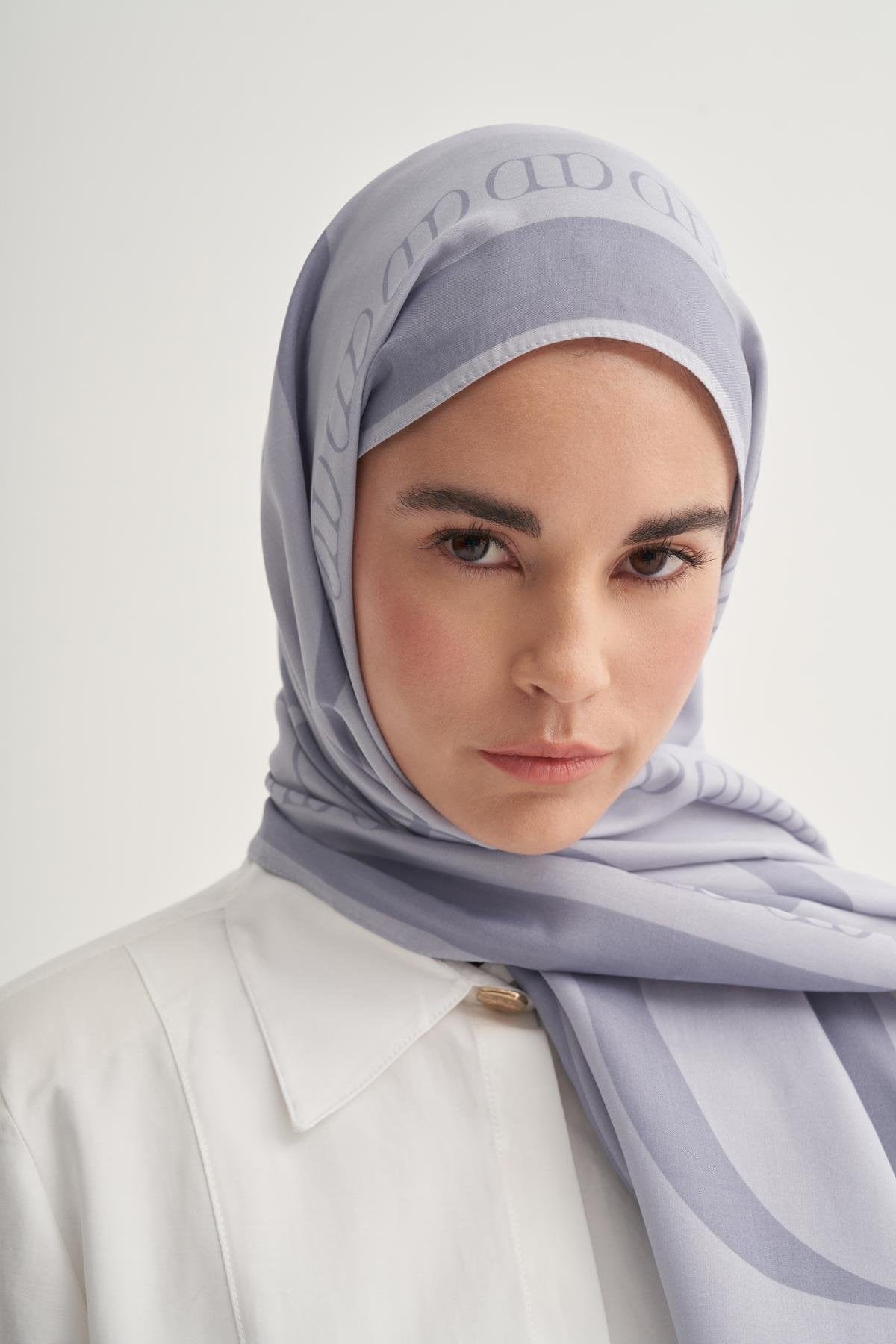 Aura Monogram Viscose Scarf Smoky