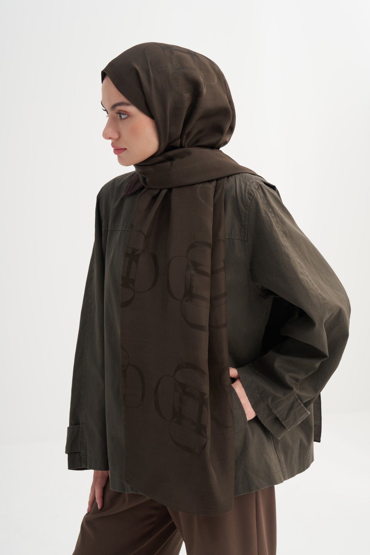 Aura Pattern Rina Viscose Scarf Army Green