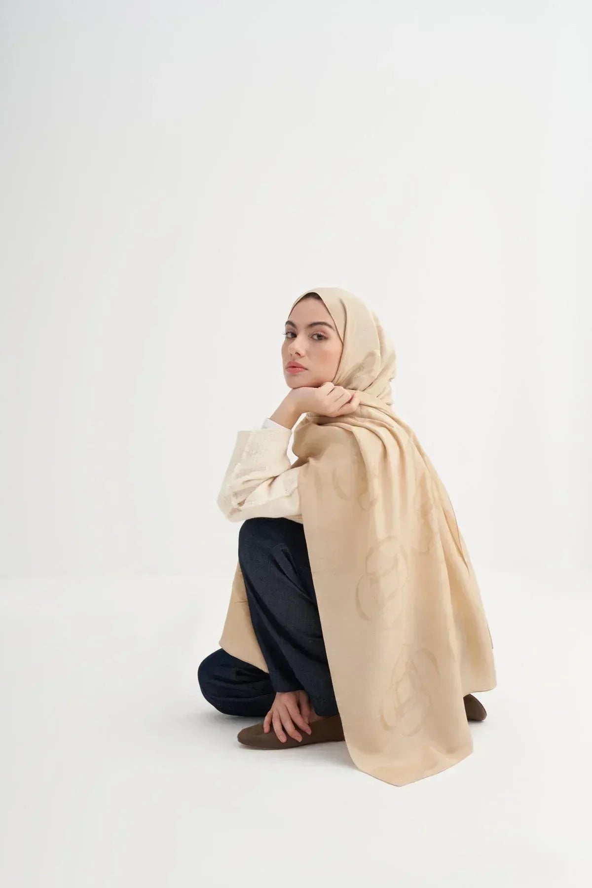 aura-pattern-rina-viscose-scarf-camel-4737 - Carell Hijab