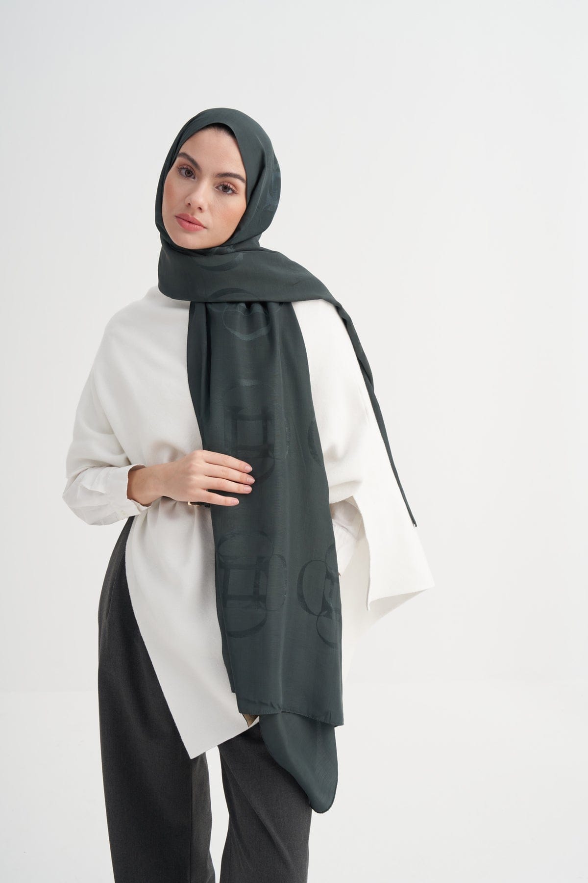 Aura Pattern Rina Viscose Scarf Emerald