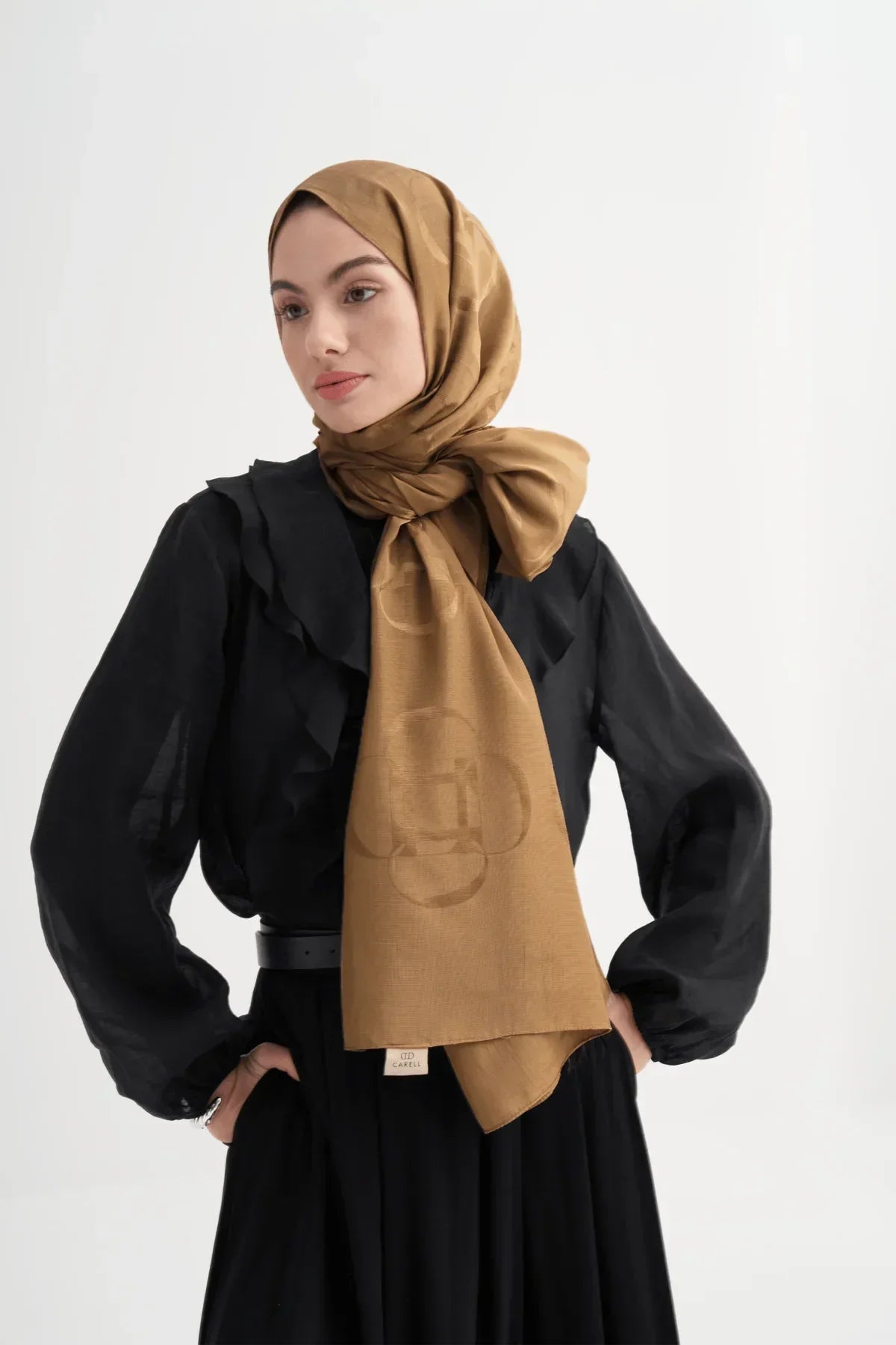 Aura Pattern Rina Viscose Scarf Red Brown - Carell Hijab