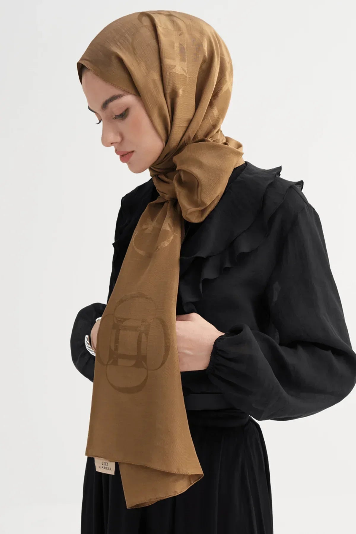 Aura Pattern Rina Viscose Scarf Red Brown - Carell Hijab