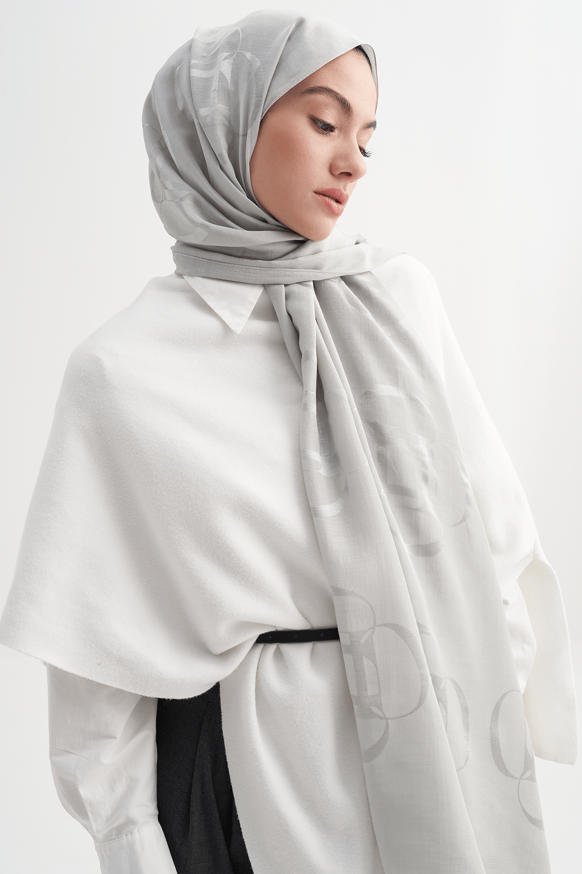 Aura Pattern Rina Viscose Scarf Silver