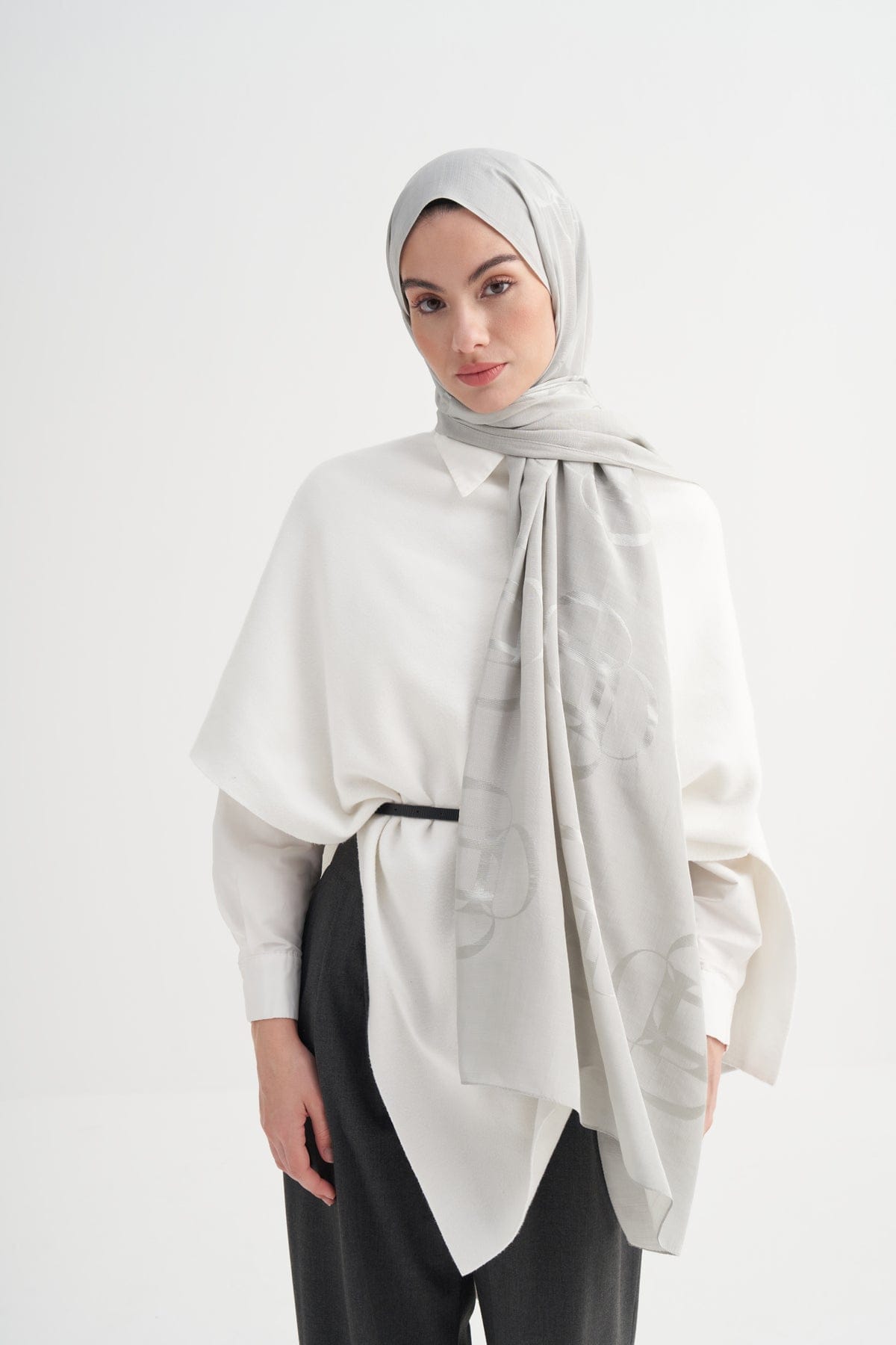 Aura Pattern Rina Viscose Scarf Silver