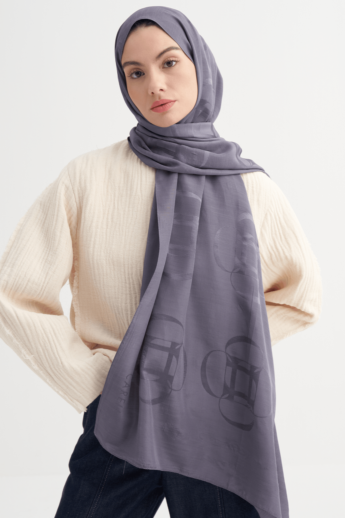 Aura Pattern Rina Viscose Scarf Smoky