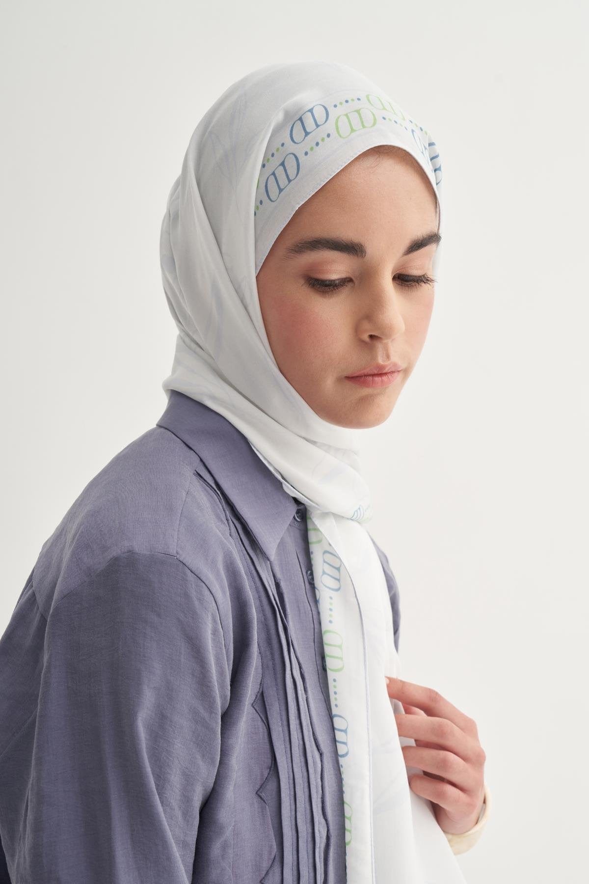 Aurella Monogram Viscose Scarf Soft Blue