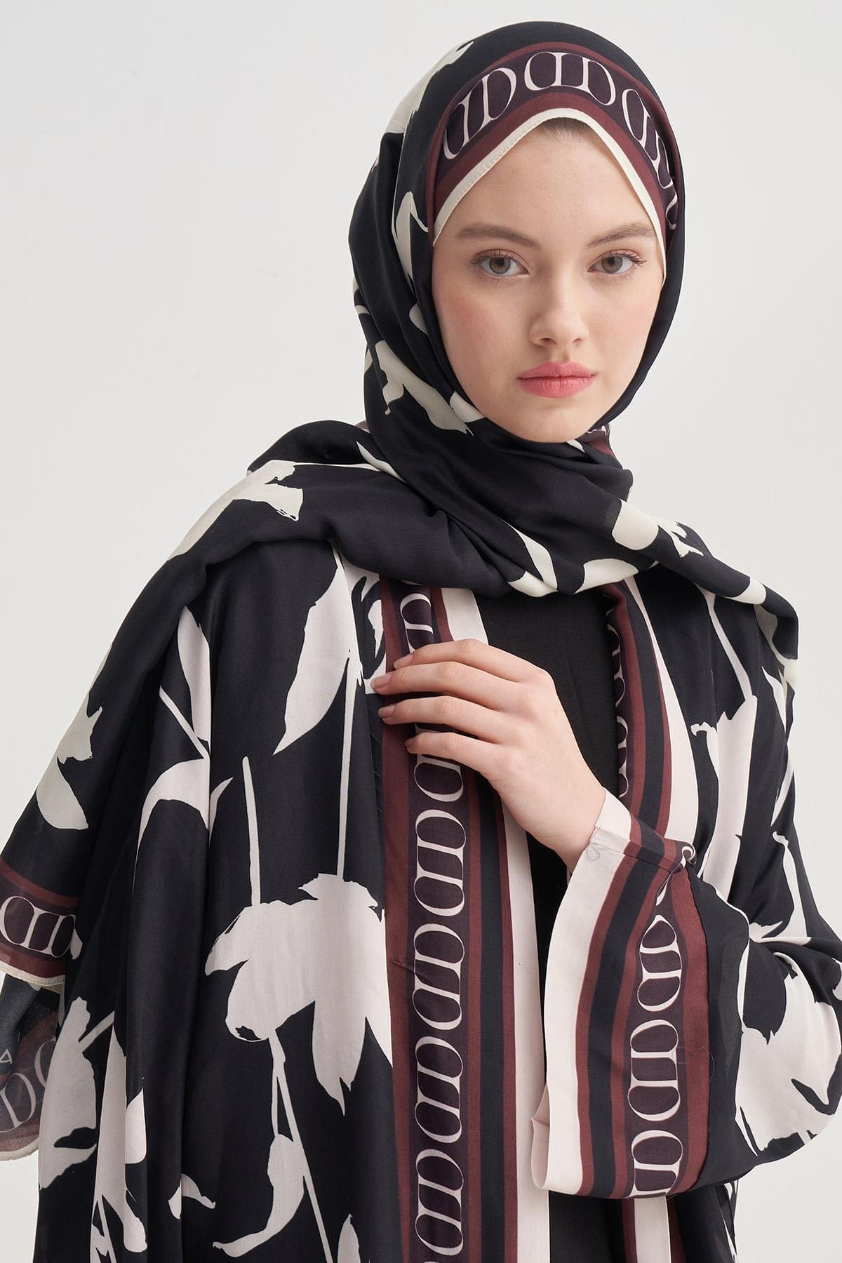 Azelina Monogram Viscose Scarf Black