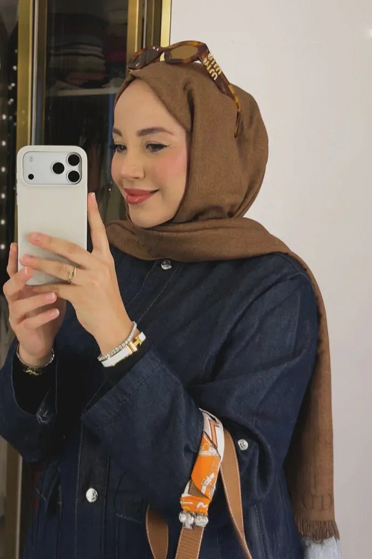 betul-duman-s-choice-elenora-monogram-viscose-scarf-tan-4135 - Carell Hijab