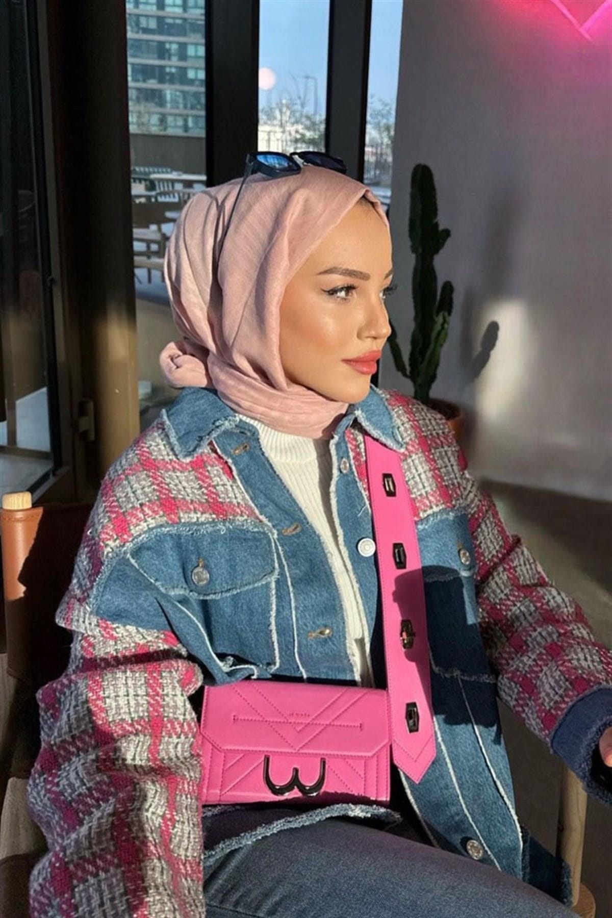 Betül Duman's Choice: Fasone Modal Jacquard Scarf Powder Pink