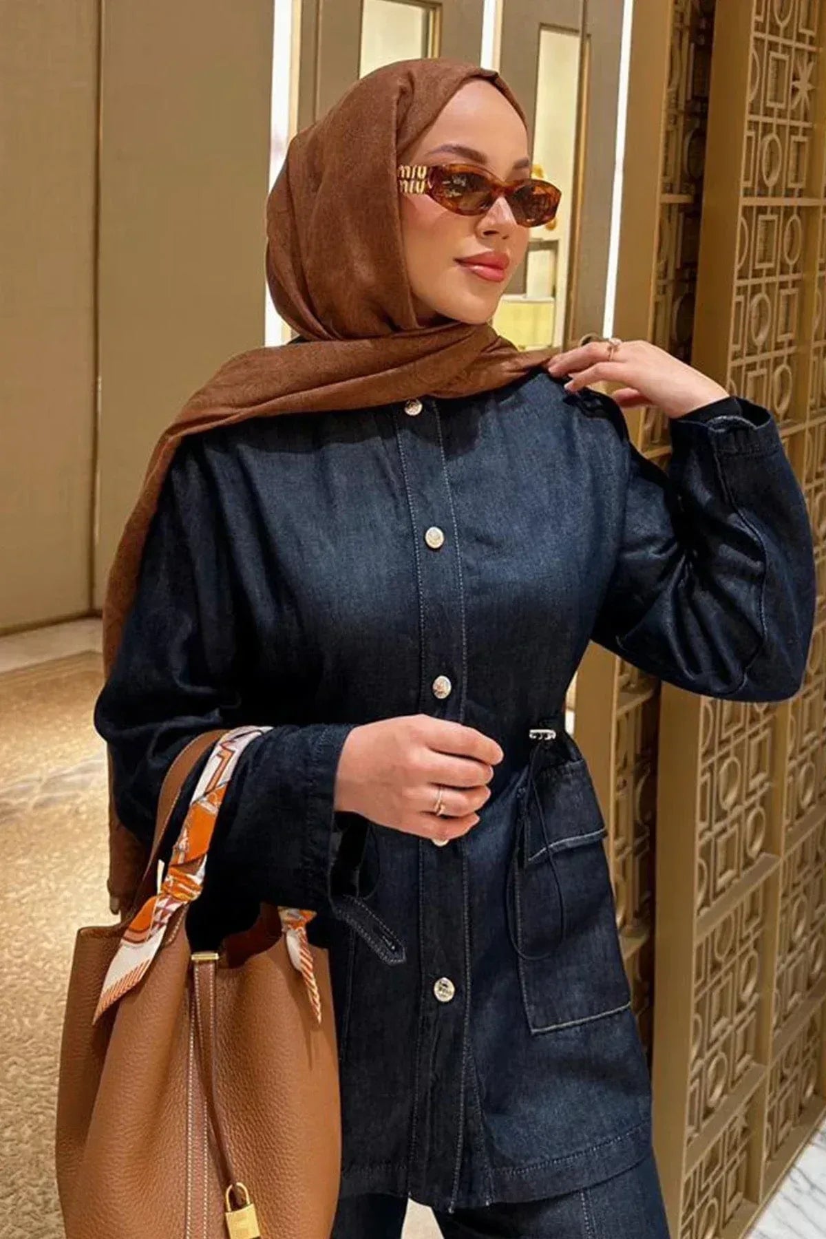 betul-duman-s-choice-gwen-tencel-denim-jacket-dark-blue-4134 - Carell Hijab