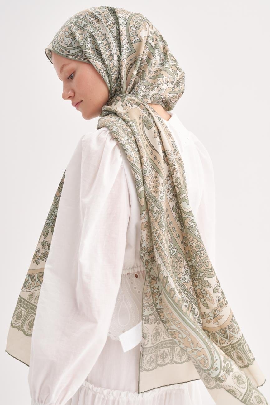 Bliss Comfy Silk Scarf Olive Green