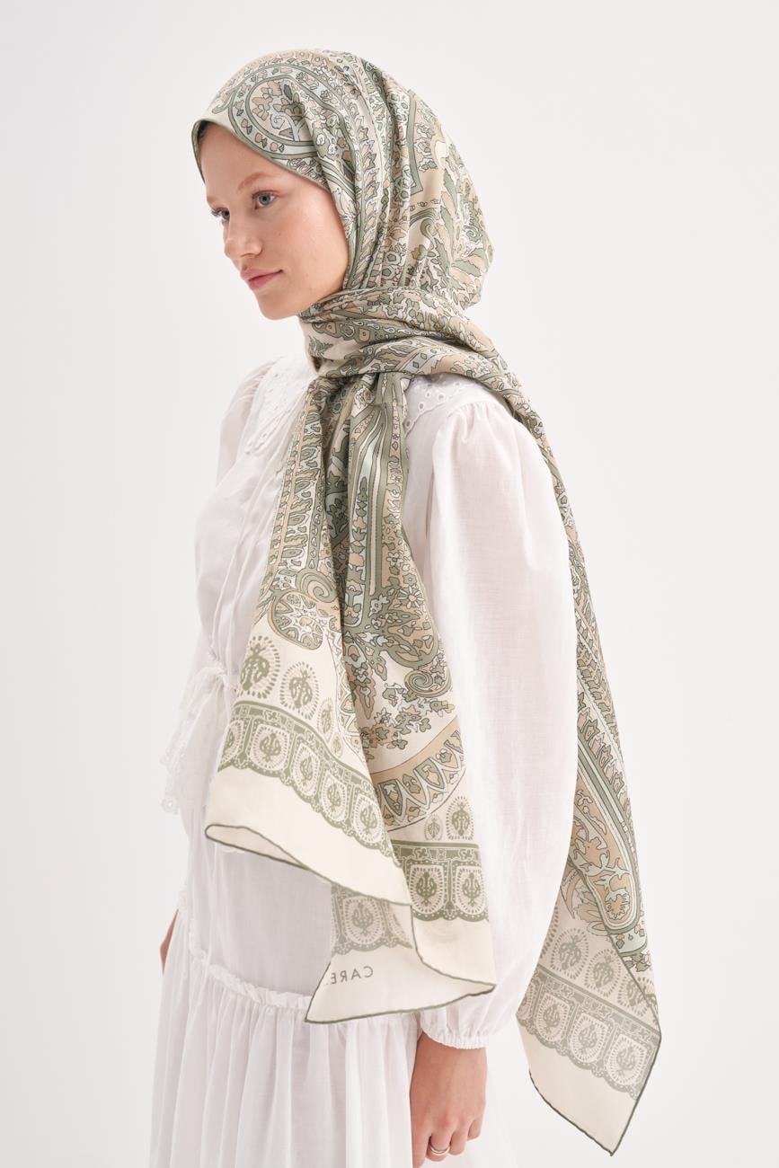 Bliss Comfy Silk Scarf Olive Green