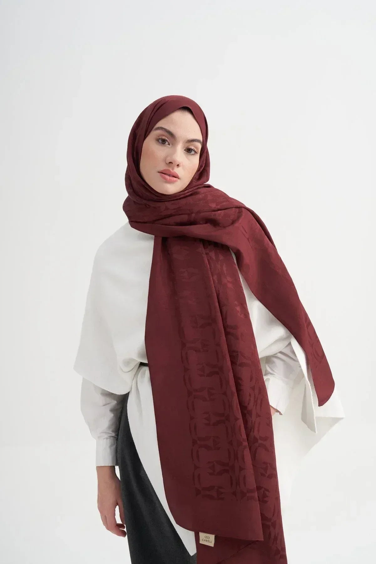 blok-pattern-rina-viscose-scarf-burgundy-4702 - Carell Hijab