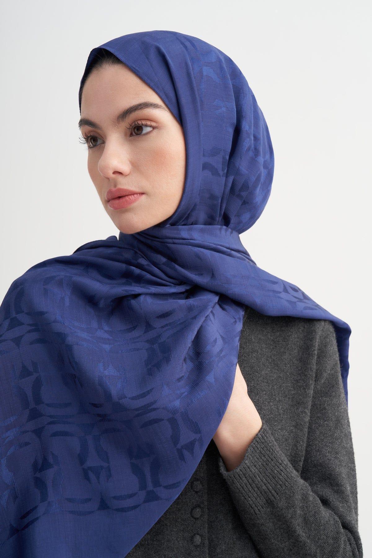 blok-pattern-rina-viscose-scarf-deep-blue-4659 - Carell Hijab