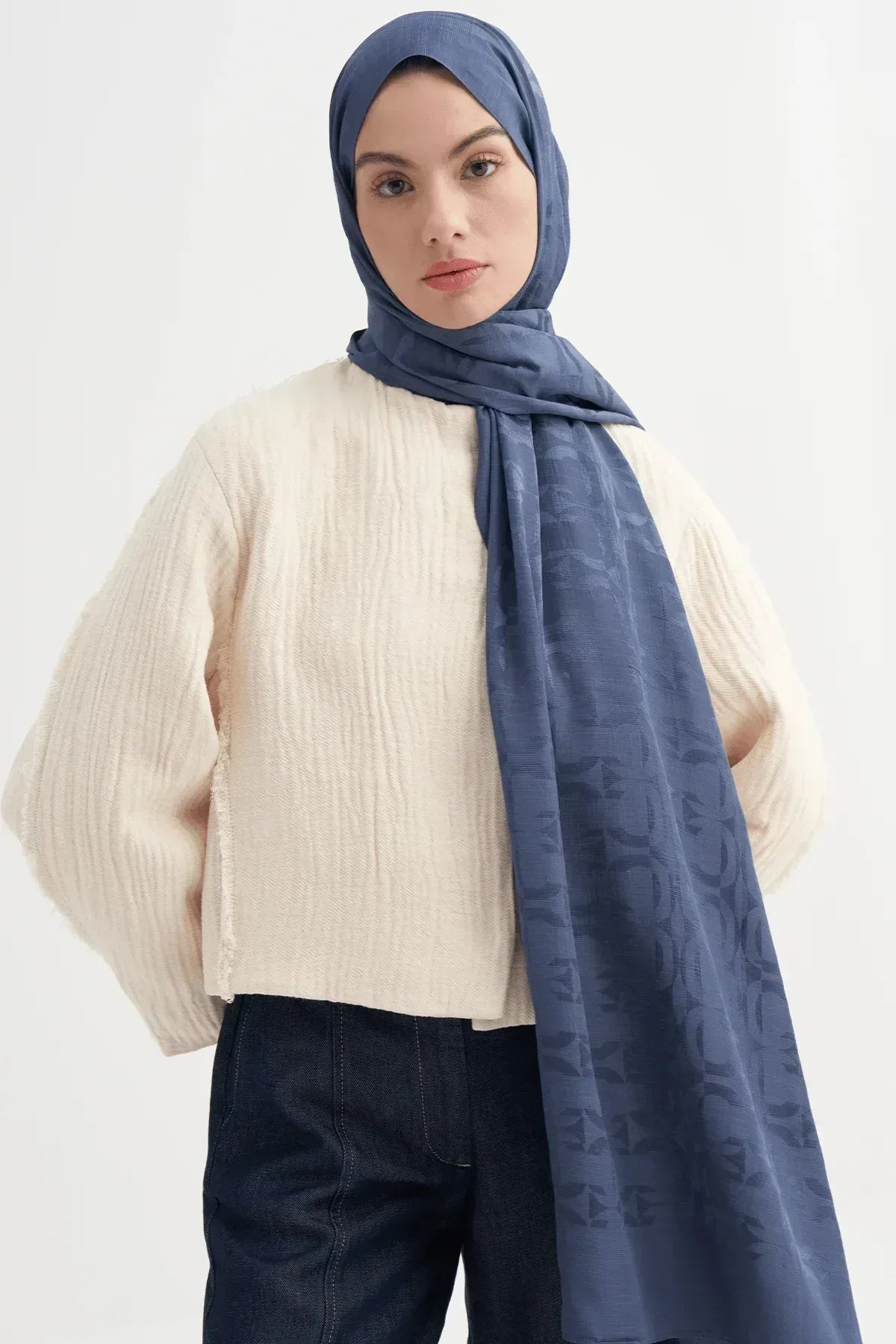 blok-pattern-rina-viscose-scarf-denim-blue-4553 - Carell Hijab