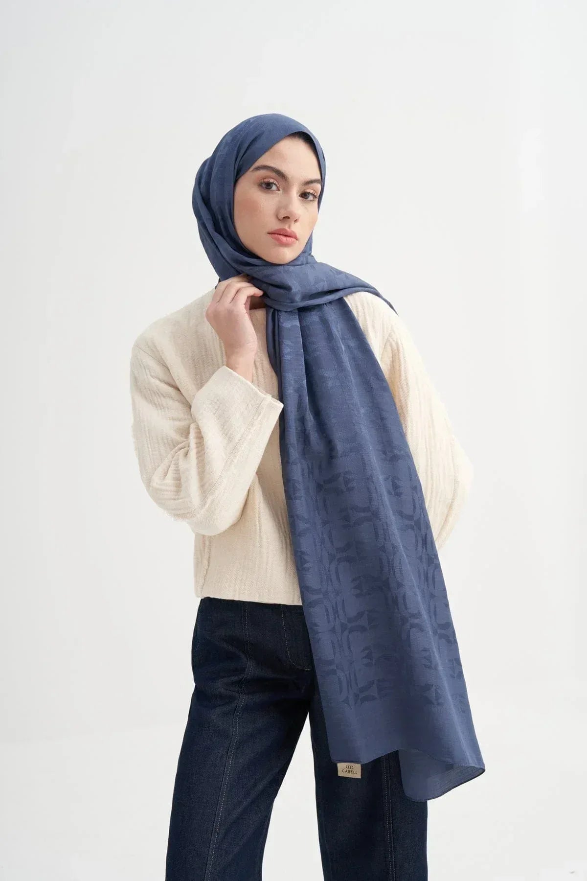 blok-pattern-rina-viscose-scarf-denim-blue-4696 - Carell Hijab