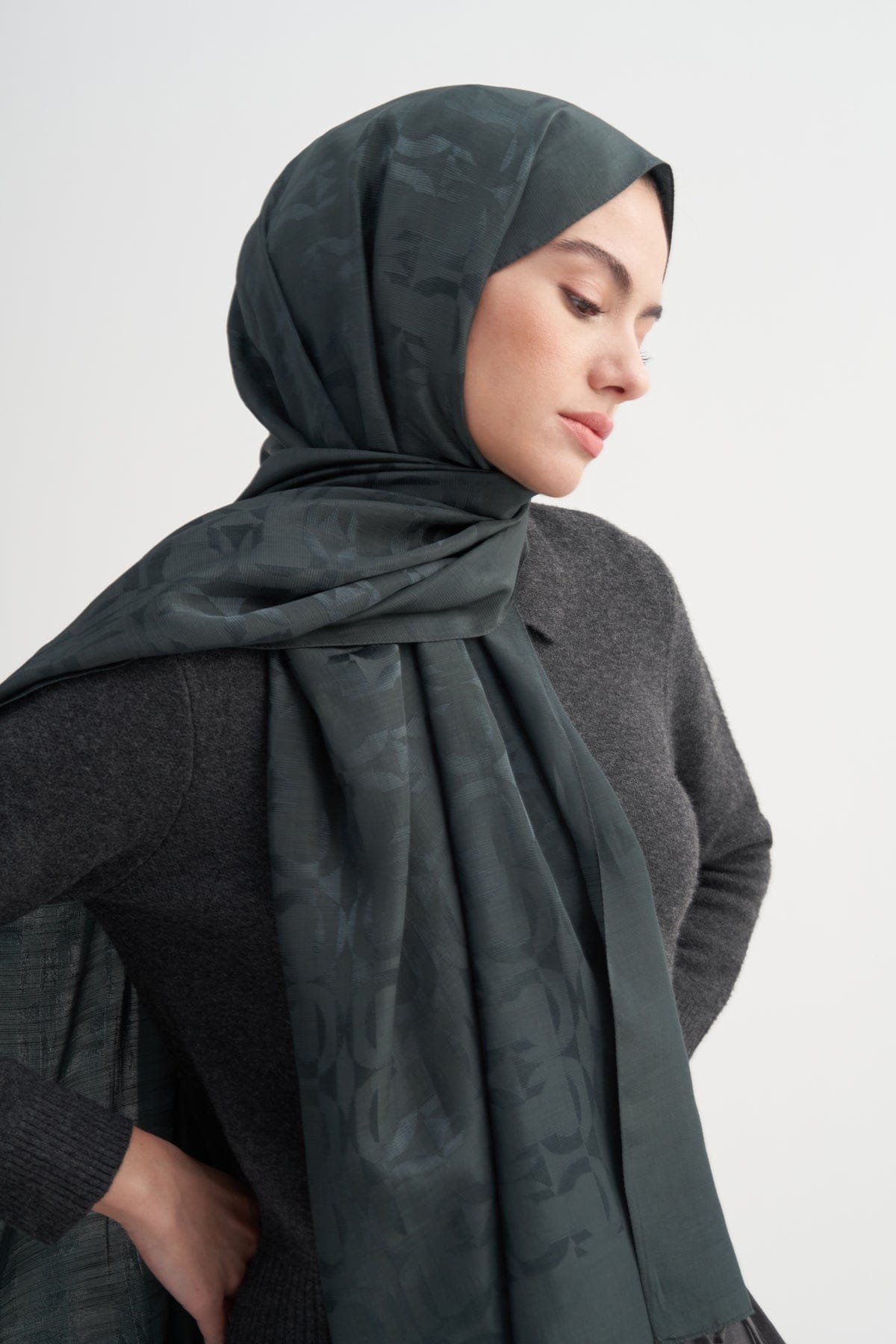 Blok Pattern Rina Viscose Scarf Emerald