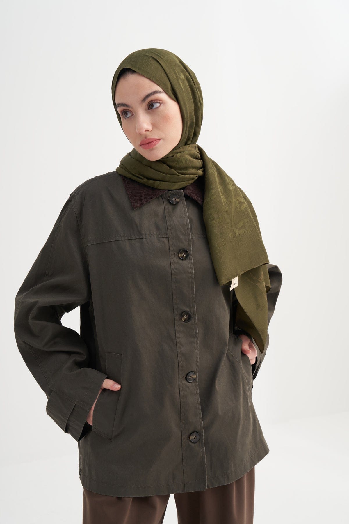 Blok Pattern Rina Viscose Scarf Evergreen