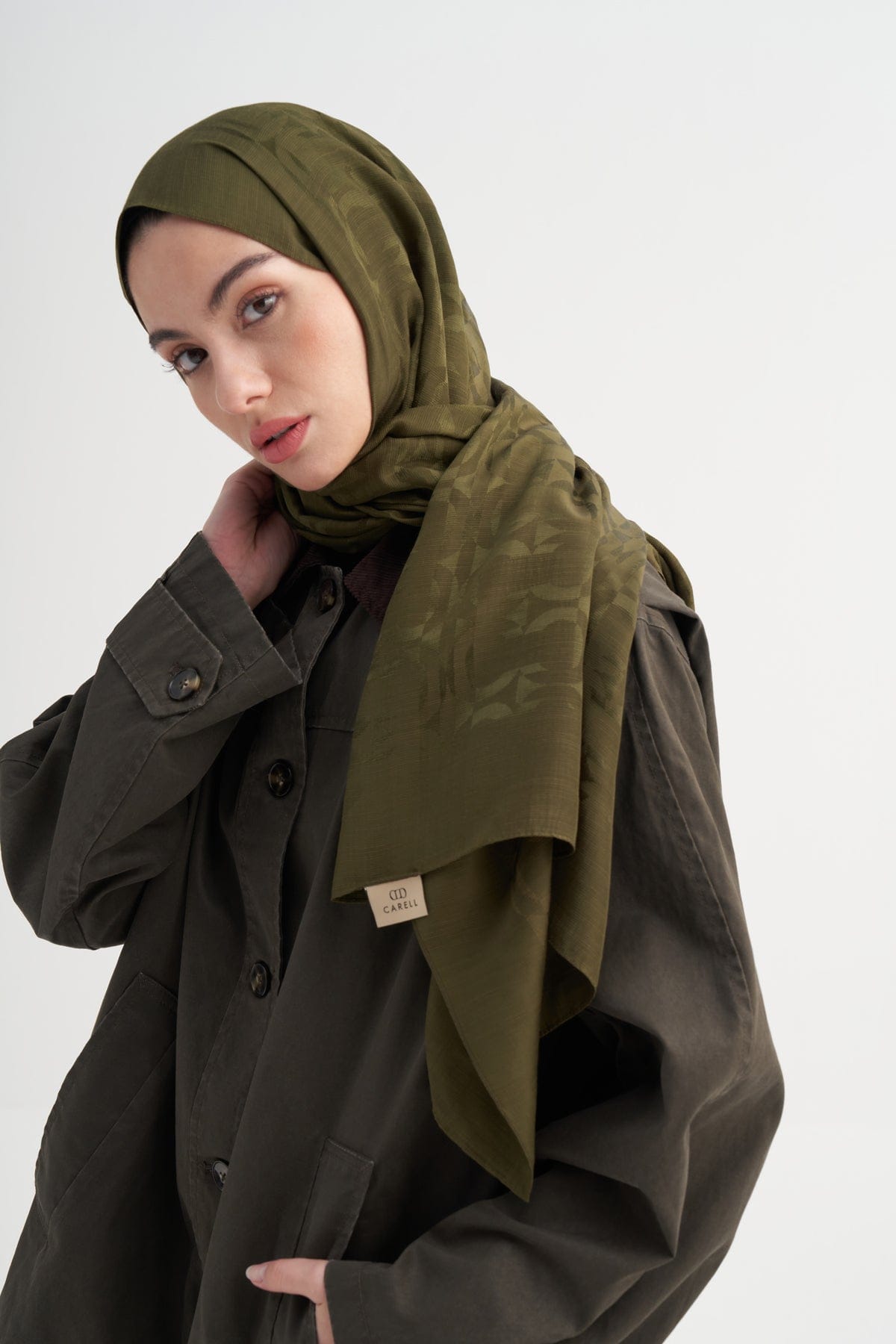 Blok Pattern Rina Viscose Scarf Evergreen