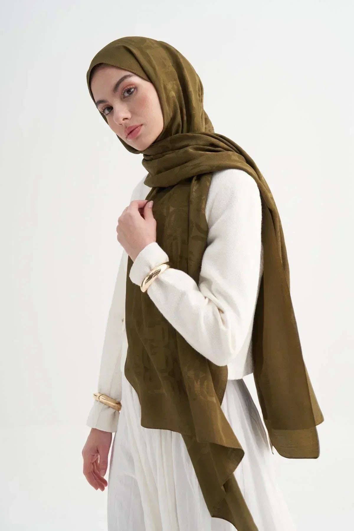 blok-pattern-rina-viscose-scarf-olive-green-4721 - Carell Hijab