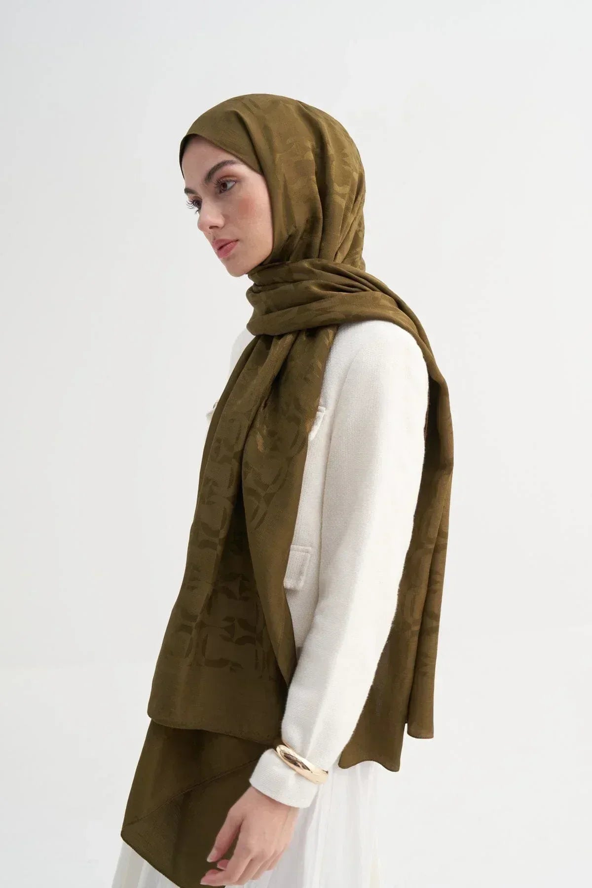 blok-pattern-rina-viscose-scarf-olive-green-4722 - Carell Hijab