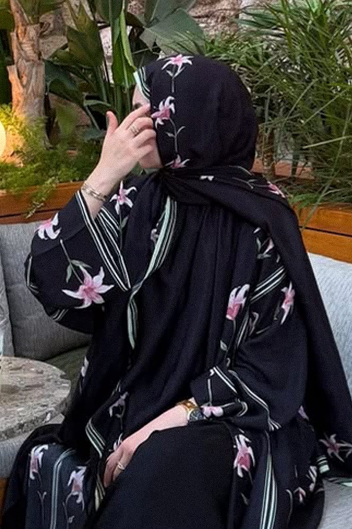 Blooming Monogram Viscose Scarf Black