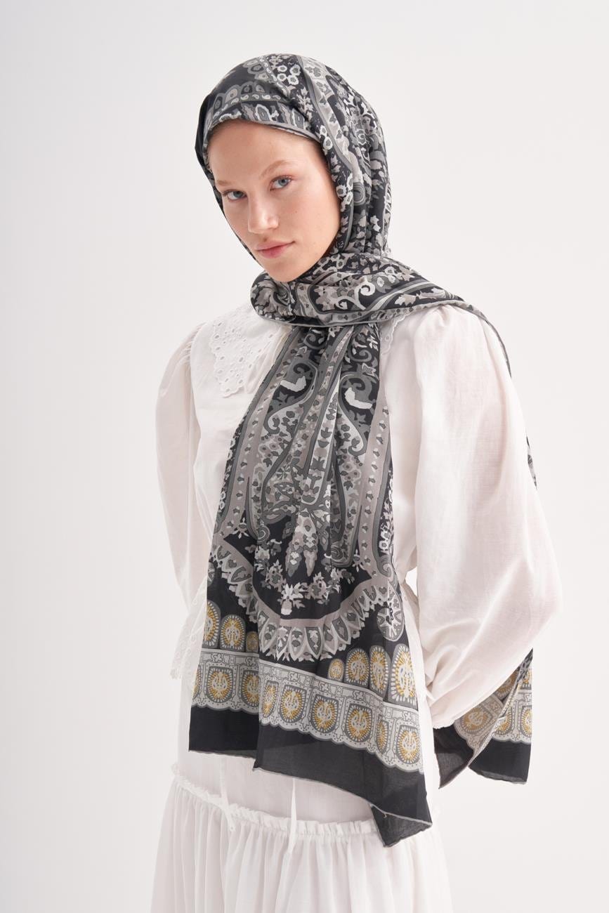 Bohemian Comfy Silk Scarf Black