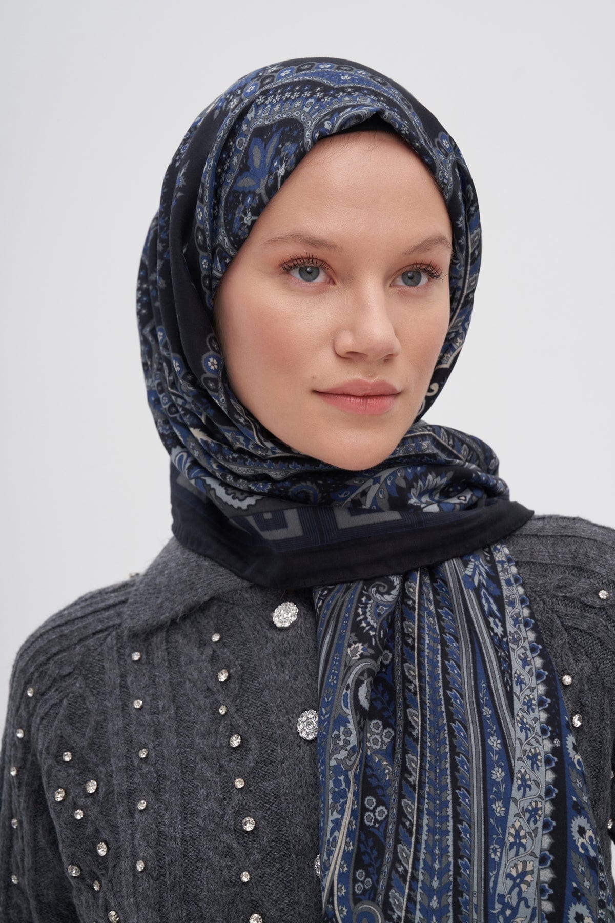 Breeze Early Silk Scarf Navy Blue