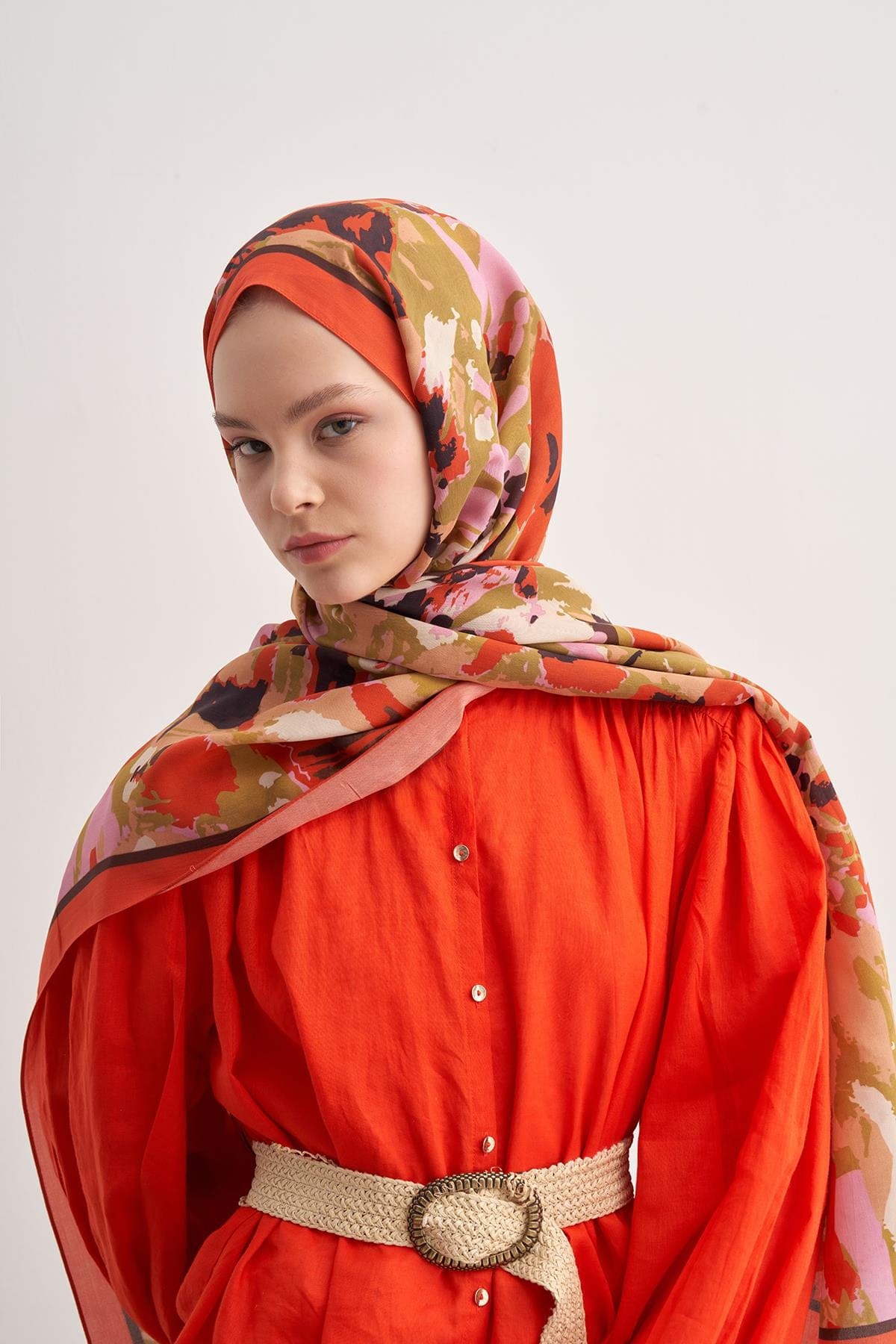 Brush Vela Viscose Scarf Tangerine Pink