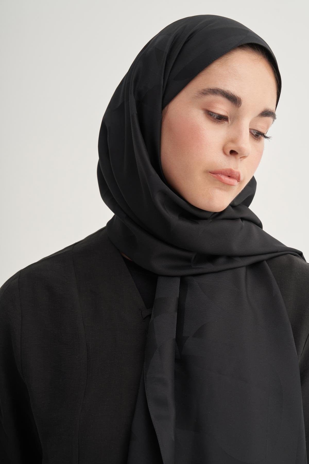 C Pattern Monogram Cotton Silk Scarf Black
