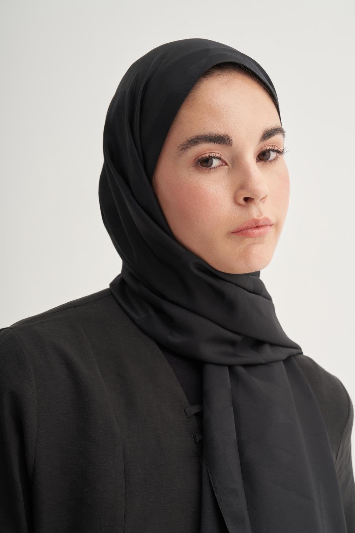 C Pattern Monogram Cotton Silk Scarf Black