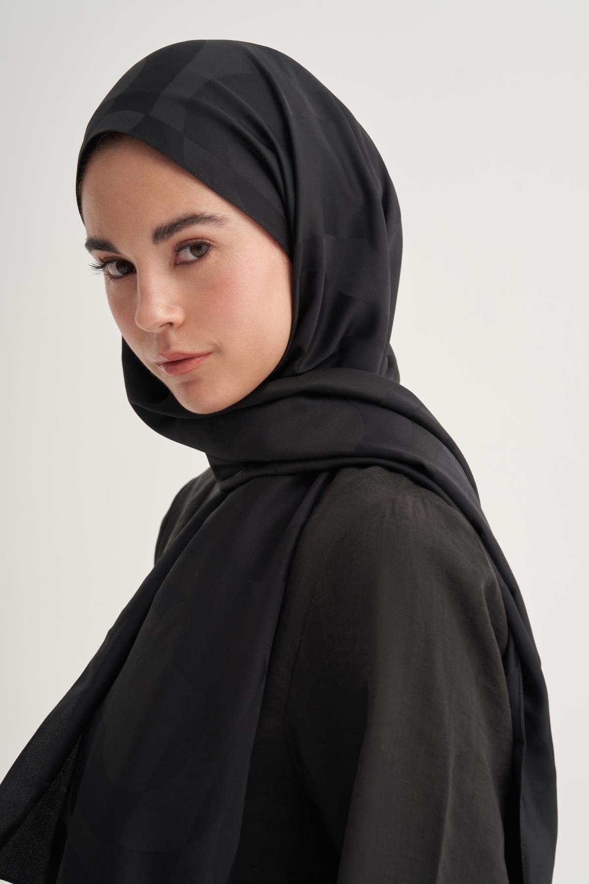 C Pattern Monogram Cotton Silk Scarf Black