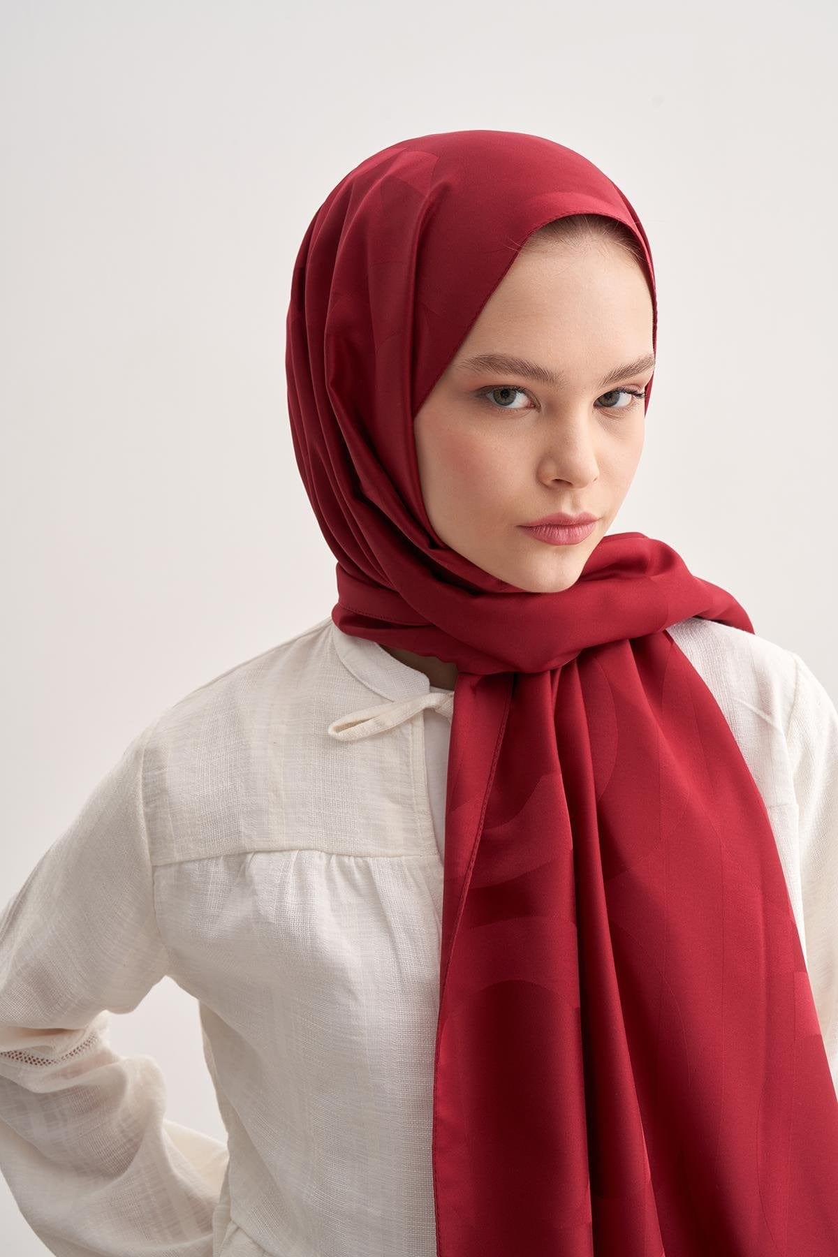 C Pattern Monogram Cotton Silk Scarf Burgundy