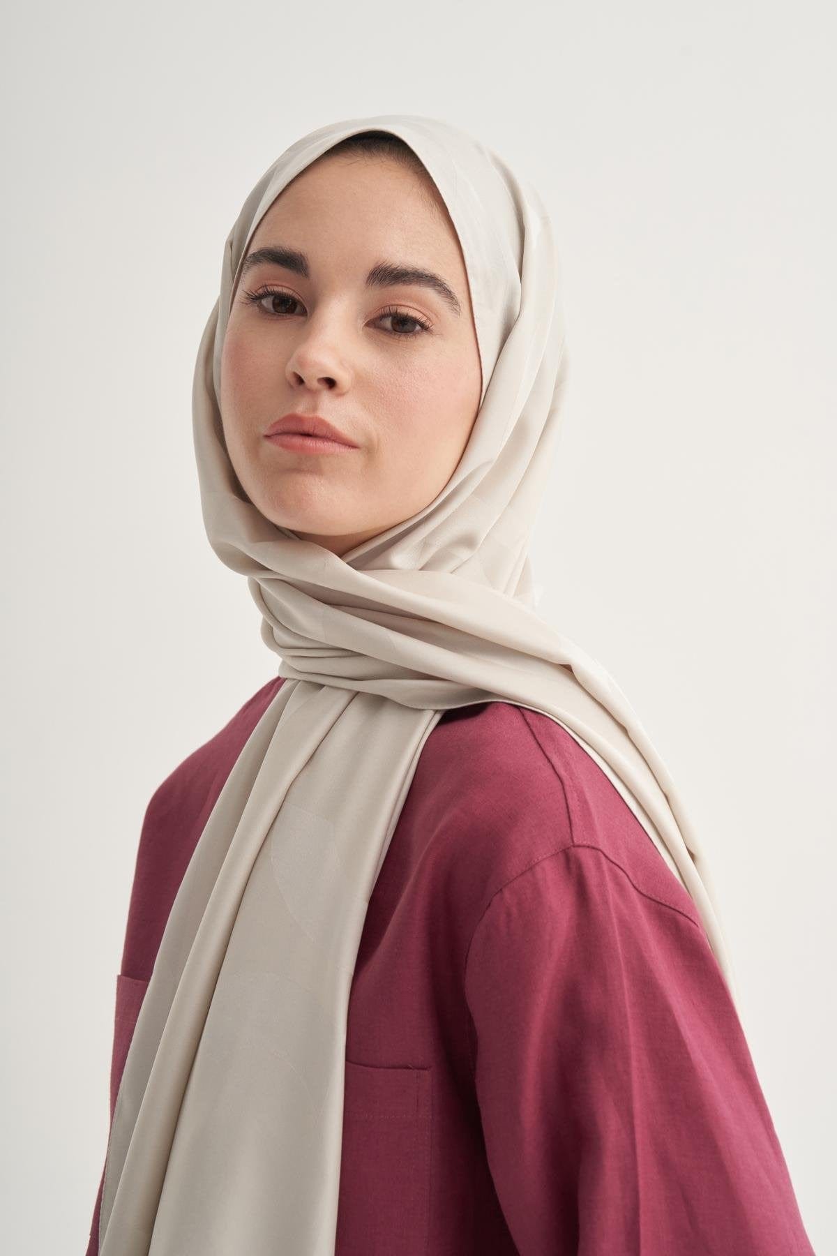 C Pattern Monogram Cotton Silk Scarf Camel