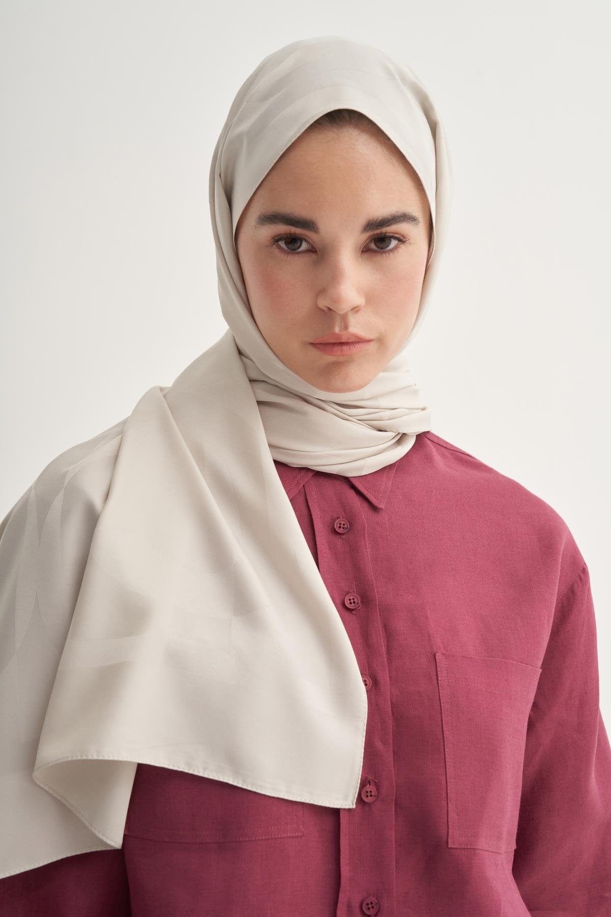 C Pattern Monogram Cotton Silk Scarf Camel
