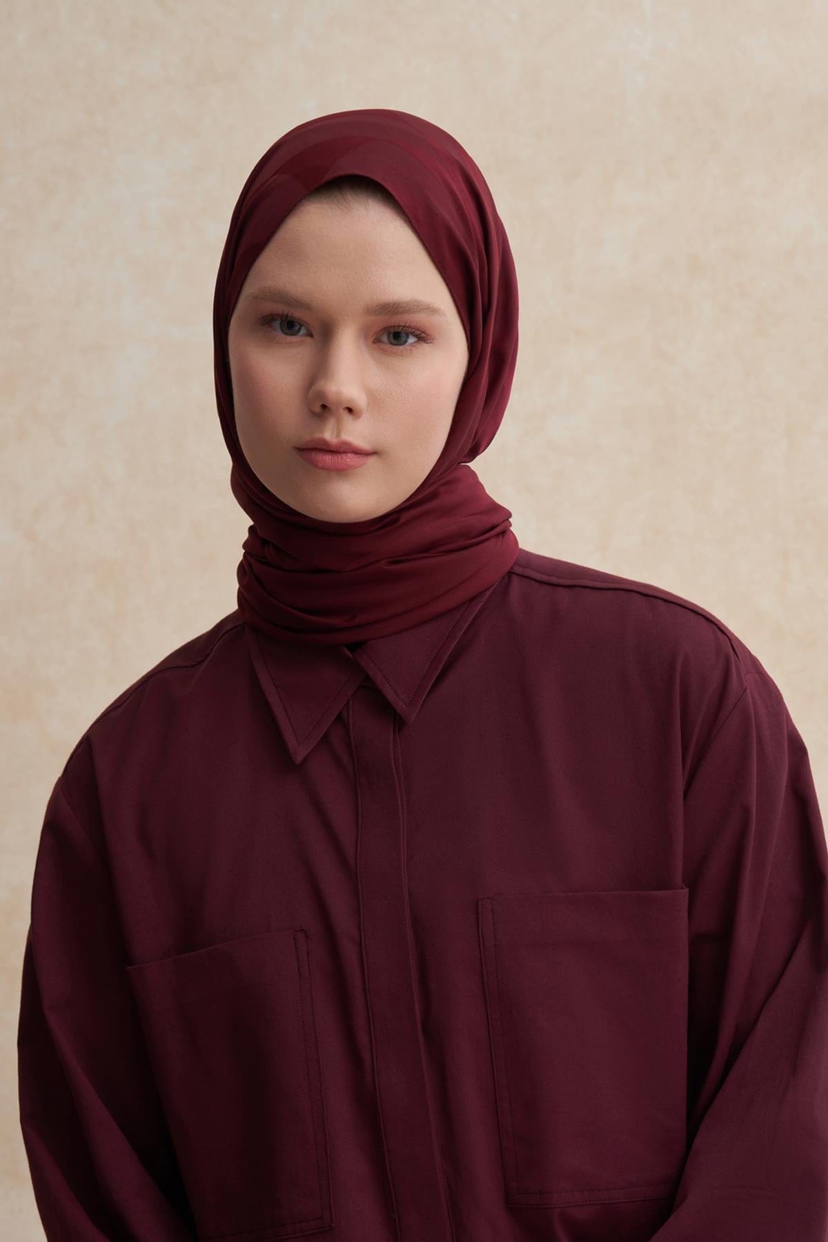 C Pattern Monogram Cotton Silk Scarf Dark Burgundy