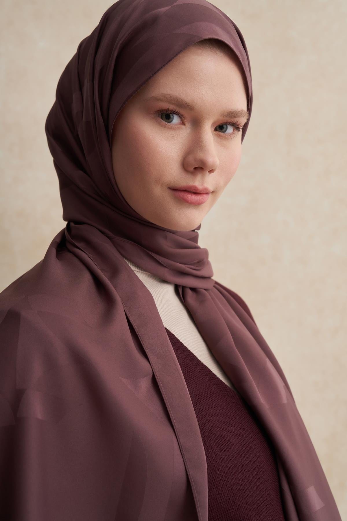 C Pattern Monogram Cotton Silk Scarf Dark Rose