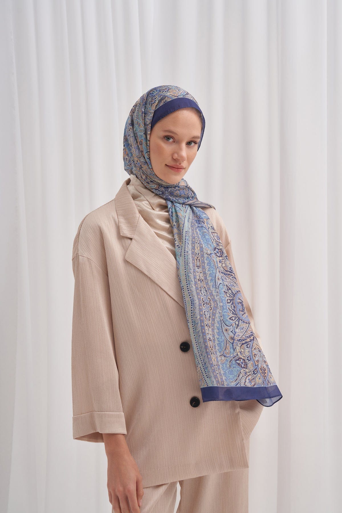 Cappadocia Nilla Cotton Scarf Blue