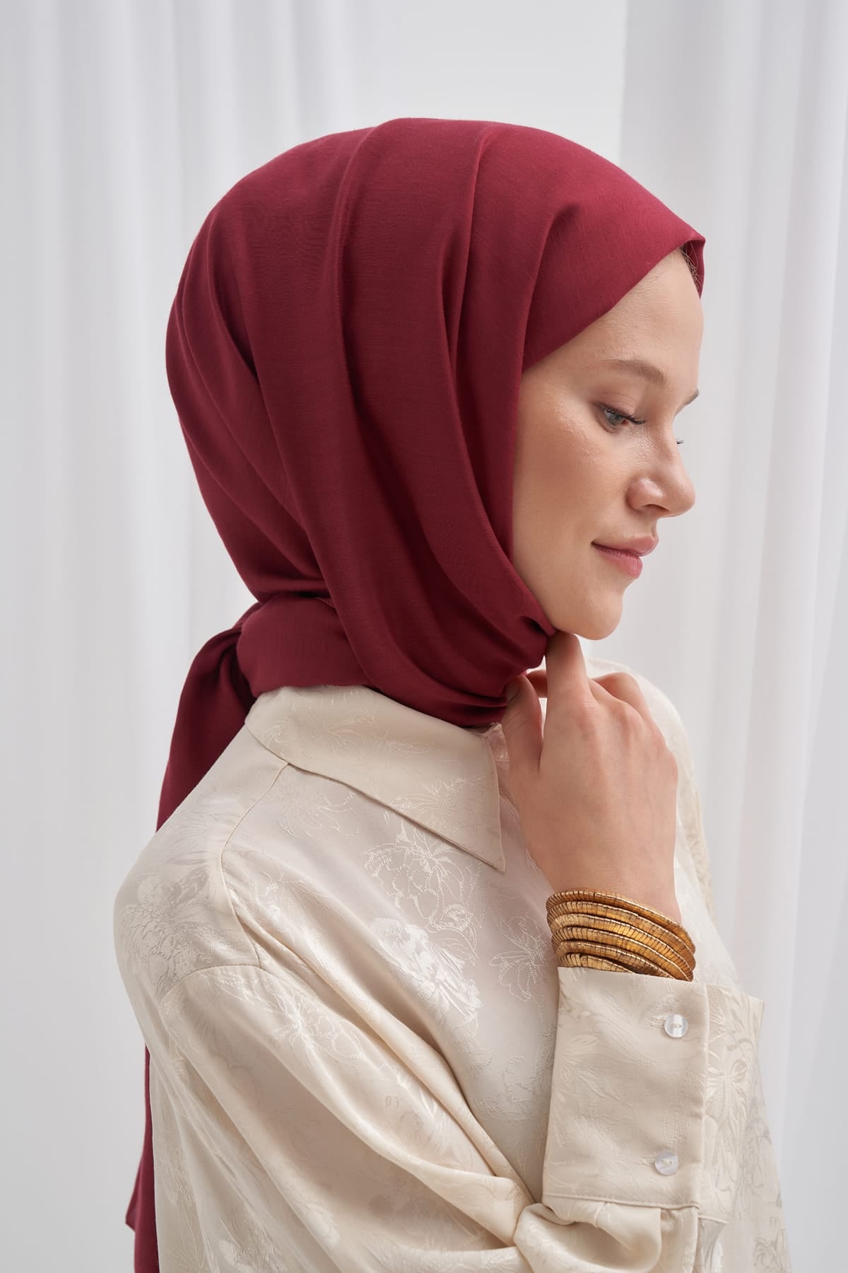 Chantouk Reversible Silk Scarf Burgundy