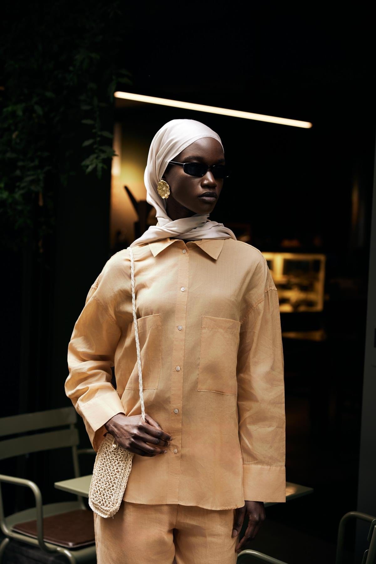Chantouk Reversible Silk Scarf Camel