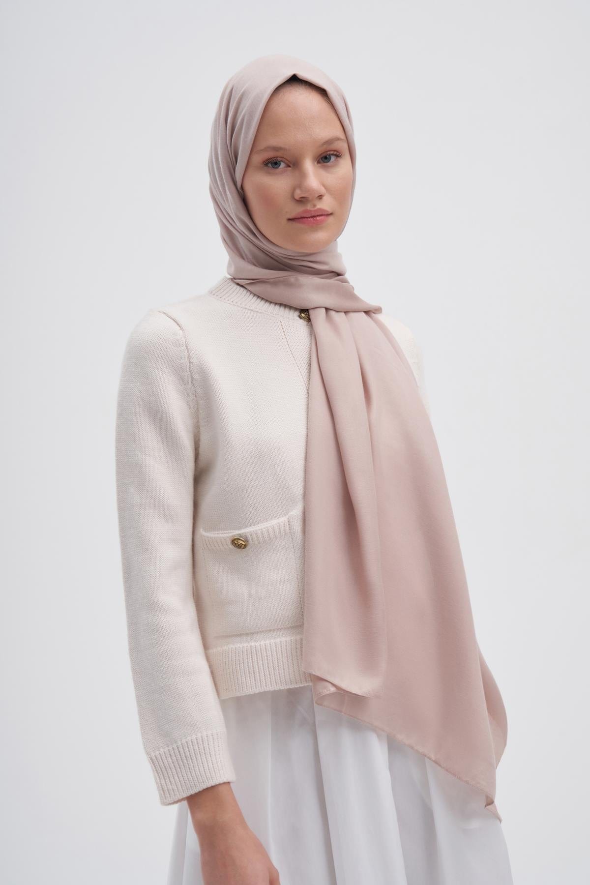 Chantouk Reversible Silk Scarf Cream
